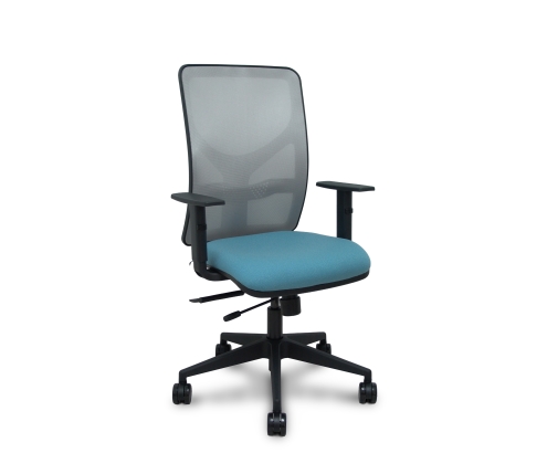 Piqueras y Crespo Silla Motilla traslack malla gris asiento bali azul cielo brazos 1D base piramidal ruedas 65mm