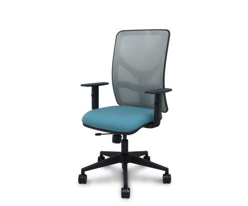 Piqueras y Crespo Silla Motilla traslack malla gris asiento bali azul cielo brazos 1D base piramidal ruedas 65mm