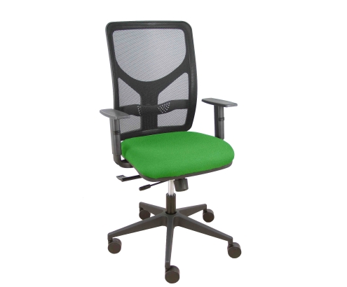 Piqueras y Crespo Silla Motilla traslack malla negra asiento bali verde brazo regulable