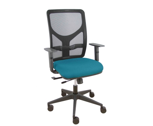 Piqueras y Crespo Silla Motilla traslack malla negra asiento bali verde petr?leo brazo regulable