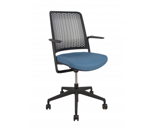 Piqueras y Crespo Silla WithMe negra asiento blazer azul petróleo