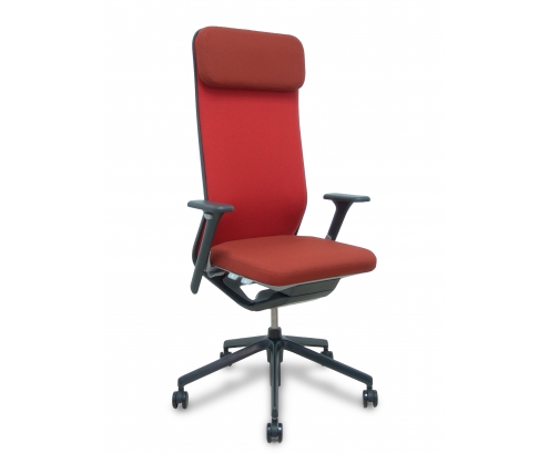 Piqueras y Crespo Silla YouTeam traslack Step rojo brazos 4D, base alum cabecero