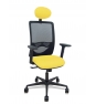 Piqueras y Crespo Silla Zulema sincro malla negra asiento bali amarillo brazos 2D ruedas 65mm cabecero