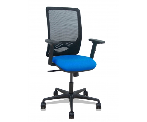 Piqueras y Crespo Silla Zulema sincro malla negra asiento bali azul brazos 2D ruedas 65mm