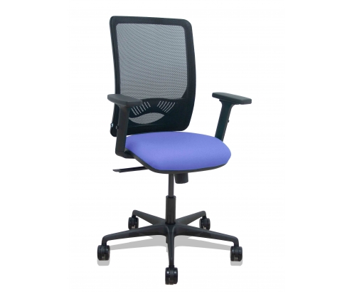 Piqueras y Crespo Silla Zulema sincro malla negra asiento bali azul claro brazos 2D ruedas 65mm