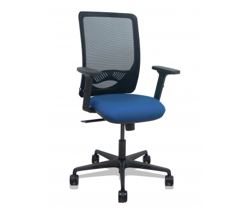 Piqueras y Crespo Silla Zulema sincro malla negra asiento bali azul marino brazos 2D ruedas 65mm