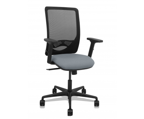 Piqueras y Crespo Silla Zulema sincro malla negra asiento bali gris brazos 2D ruedas 65mm