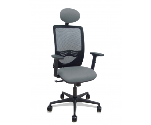 Piqueras y Crespo Silla Zulema sincro malla negra asiento bali gris brazos 2D ruedas 65mm cabecero