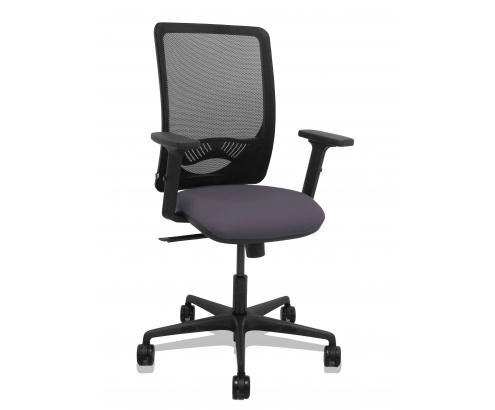 Piqueras y Crespo Silla Zulema sincro malla negra asiento bali gris oscuro brazos 2D ruedas 65mm