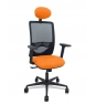 Piqueras y Crespo Silla Zulema sincro malla negra asiento bali naranja brazos 2D ruedas 65mm cabecero