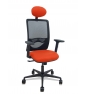 Piqueras y Crespo Silla Zulema sincro malla negra asiento bali naranja oscuro brazos 2D ruedas 65mm cabecero