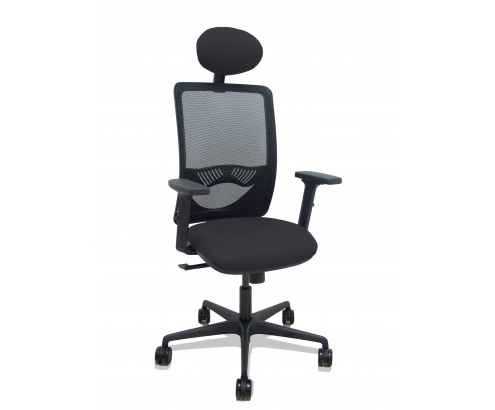 Piqueras y Crespo Silla Zulema sincro malla negra asiento bali negro brazos 2D ruedas 65 cabecero