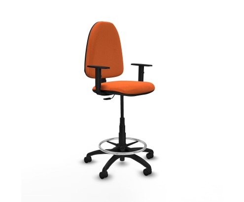 Piqueras y Crespo Taburete A?na CP bali naranja brazos 1D base poliamida ruedas nailon 50mm