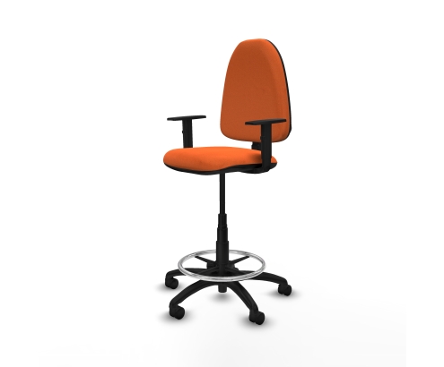 Piqueras y Crespo Taburete A?na CP bali naranja brazos 1D base poliamida ruedas nailon 50mm