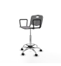 Piqueras y Crespo Taburete Robledo giratorio pl?stico gris claro brazos fijos base cromada ruedas nailon 50mm