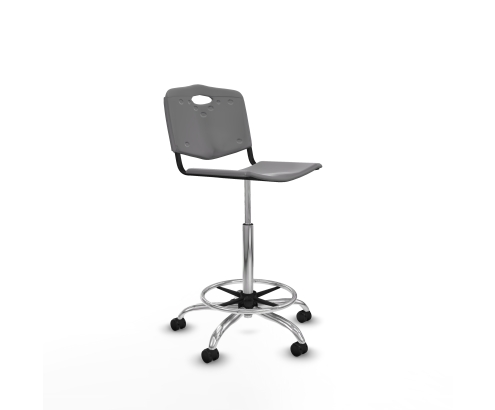Piqueras y Crespo Taburete Robledo giratorio pl?stico gris claro sin brazos base cromada ruedas autofrenantes 50mm