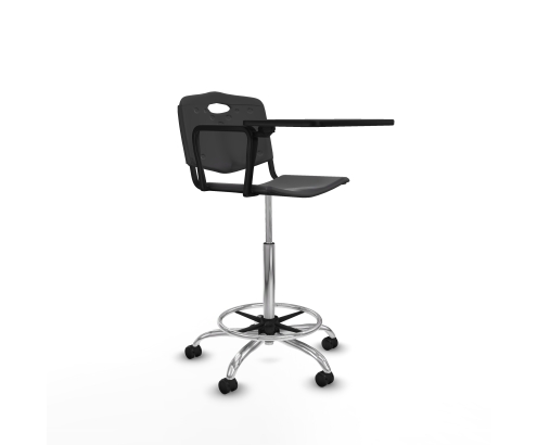 Piqueras y Crespo Taburete Robledo giratorio pl?stico negro brazo con pala diestros base cromada ruedas engomadas 50mm
