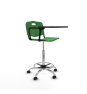 Piqueras y Crespo Taburete Robledo giratorio pl?stico verde brazo con pala diestros base cromada ruedas engomadas 50mm