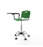 Piqueras y Crespo Taburete Robledo giratorio pl?stico verde brazo con pala diestros base cromada ruedas engomadas 50mm