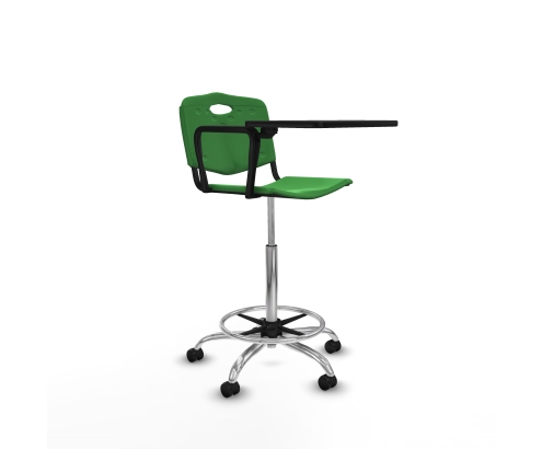 Piqueras y Crespo Taburete Robledo giratorio pl?stico verde brazo con pala diestros base cromada ruedas engomadas 50mm