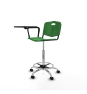 Piqueras y Crespo Taburete Robledo giratorio pl?stico verde brazo con pala diestros base cromada ruedas nailon 50mm