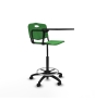 Piqueras y Crespo Taburete Robledo giratorio pl?stico verde brazo con pala diestros base poliamida ruedas nailon 50mm