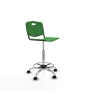 Piqueras y Crespo Taburete Robledo giratorio pl?stico verde sin brazos base cromada ruedas nailon 50mm