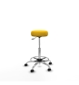 Piqueras y Crespo Tolosa giratorio similpiel amarillo base cromada ruedas engomadas 50mm aro cromado