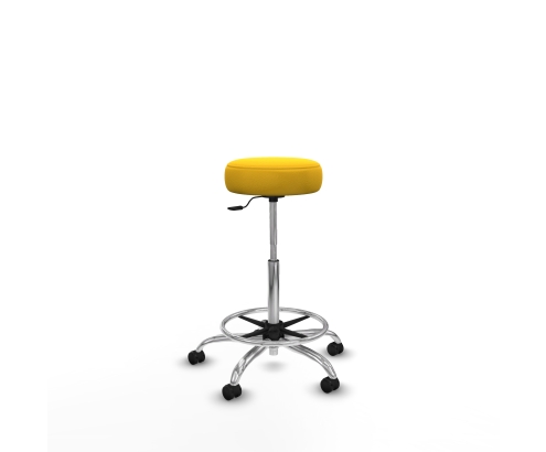 Piqueras y Crespo Tolosa giratorio similpiel amarillo base cromada ruedas engomadas 50mm aro cromado