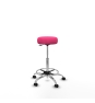 Piqueras y Crespo Tolosa giratorio similpiel rosa base cromada ruedas engomadas 50mm aro cromado