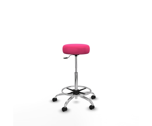 Piqueras y Crespo Tolosa giratorio similpiel rosa base cromada ruedas engomadas 50mm aro cromado