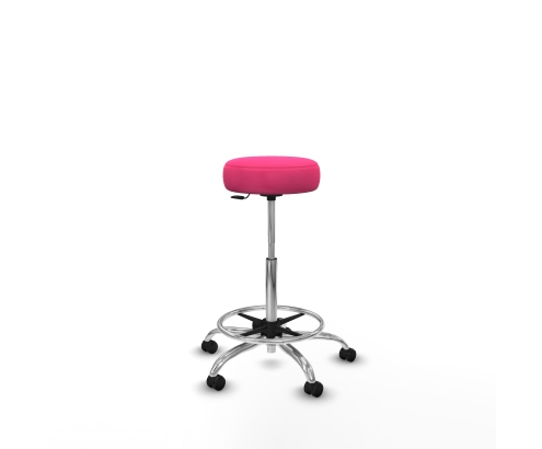Piqueras y Crespo Tolosa giratorio similpiel rosa base cromada ruedas engomadas 50mm aro cromado