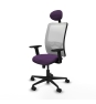 Piqueras y Crespo Zulema sincro malla blanca bali morado brazos 2D base nailon cabecero fijo ruedas 65mm nailon