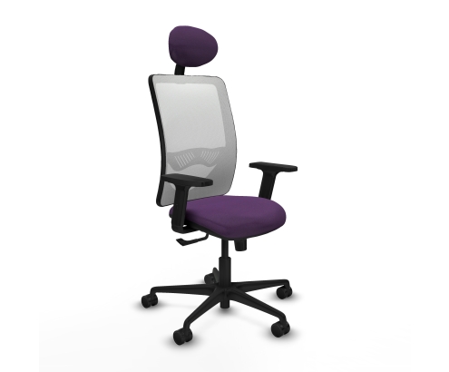 Piqueras y Crespo Zulema sincro malla blanca bali morado brazos 2D base nailon cabecero fijo ruedas 65mm nailon