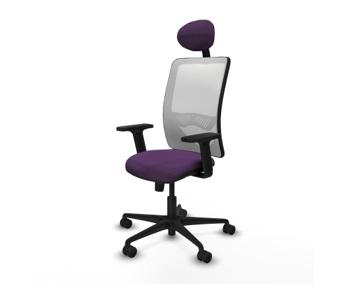 Piqueras y Crespo Zulema sincro malla blanca bali morado brazos 2D base nailon cabecero fijo ruedas 65mm nailon
