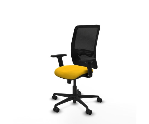 Piqueras y Crespo Zulema sincro malla negra bali amarillo brazos 2D base nailon  ruedas 65mm nailon