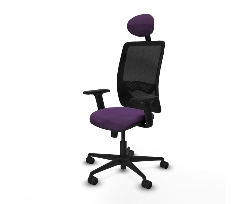 Piqueras y Crespo Zulema sincro malla negra bali morado brazos 2D base nailon cabecero fijo ruedas 65mm nailon