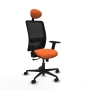 Piqueras y Crespo Zulema sincro malla negra bali naranja brazos 2D base nailon cabecero fijo ruedas 65mm nailon