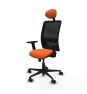 Piqueras y Crespo Zulema sincro malla negra bali naranja brazos 2D base nailon cabecero fijo ruedas 65mm nailon