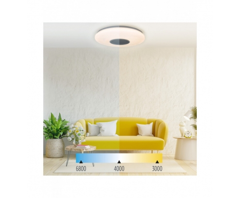 Plafon LED Rainbow Ksix 40cm Blanco Altavoz integrado 30W Modos de luz RGB Bluetooth Google Home Amazon Echo IP42