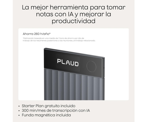 Plaud Note Pro Grabadora de Voz AI con Funda Transcripción IA Resúmenes Multidimensionales Grabación Dual Inteligente hasta 50 Horas Reuniones Llamadas Entrevistas Charlas Clases