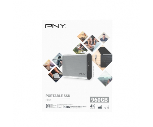 PNY Elite Disco SSD 960 GB Plata