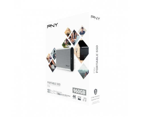 PNY Elite Disco SSD 960 GB Plata