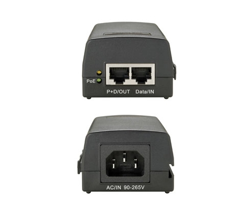 POE INJECTOR ADAPTER GIGABIT LEVEL ONE PASA DATOS Y ALIMENTACION POR EL MISMO CABLE HASTA 100M NEGRO POI-3000