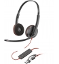 POLY Auriculares estéreo Blackwire 3220 USB-C + Adaptador USB-C/A