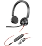 POLY Auriculares estéreo Blackwire 3325 USB-C + Conector de 3,5 mm + Adaptador USB-C/A