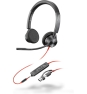 POLY Auriculares estéreo Blackwire 3325 USB-C + Conector de 3,5 mm + Adaptador USB-C/A