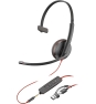 Poly Auriculares monoaurales Blackwire 3215 USB-C + Conector de 3,5 mm + Adaptador USB-C/A