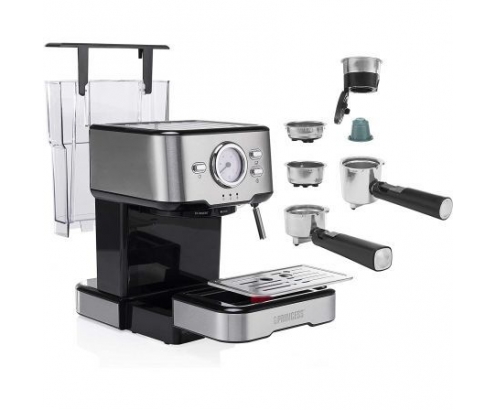 Princess 249412 Cafetera expreso y capsulas 1100w 1.5l negro acero inoxidable 