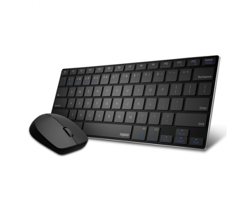 RAPOO, teclado y ratón, Combo 9000M (Teclado + Ratón), Ultra Slim, multimodo, baterÍ­a muy duradera, Color Negro
